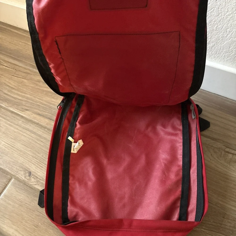 Vintage Jansport 1990s Backpack Red Nylon w/ Bart Simpson Patch